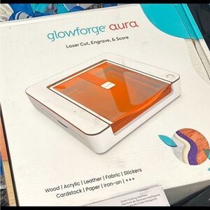 Glowforge Aura Laser Cutter with Orange Lid